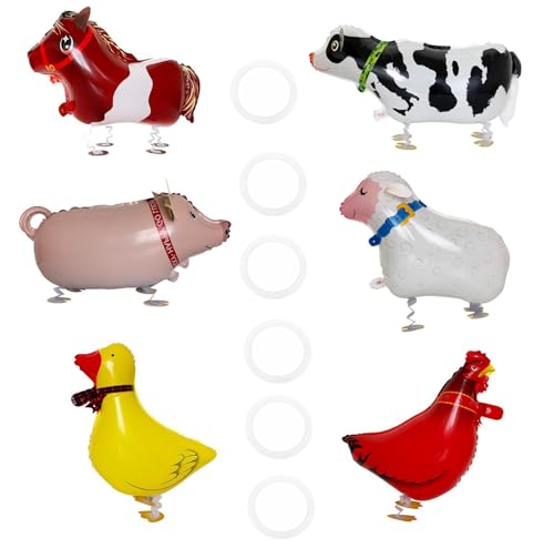 6 Piezas Globos De Animales De La Selva, Aluminio Con Forma de Granja, Globo de Papel Animal, Caminando Helio, Decoracion, para Niño, Niña, Fiesta Infantil, Cumpleaños con Tema