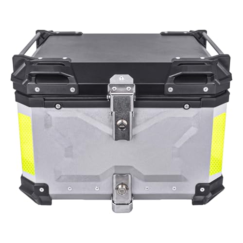 ZHSYMX 55L Motorcycle Top Case, Aluminum/RV/Yacht/Motorcycle Rear Top Box and Tail Box for Luggage/Helmet/Tools storage Waterproof Silver