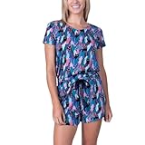 Amanda Blu Women’s Classic Pajamas Top & Shorts Lounge/PJ Set (Goodnight, Kitty), Super Soft, Comfy Drawstring Waist