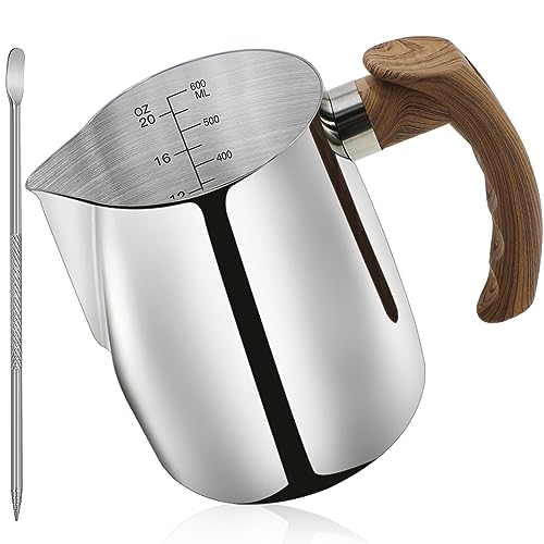 Stainless Steel Milk Frothing Pitcher - 20oz (600ml), Espresso Steaming Pitcher with Anti-scald Handle for Coffee, Cappuccino, Latte Art