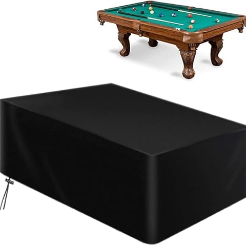 GEMITTO Pool Table Cover 8 Feet, OutdoorBilliard Table Covers with Handles Buckles Drawstring Indoor Pool Table Cover Waterproof 420D 102 x 53 x 32 in Black Cover