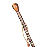 Stock-Fachmann® Wanderstock Knaufstock Dunkel Geflammt Mit Doppelspirale Aus Kastanienholz - Lederschlaufe Und Bergstockspitze