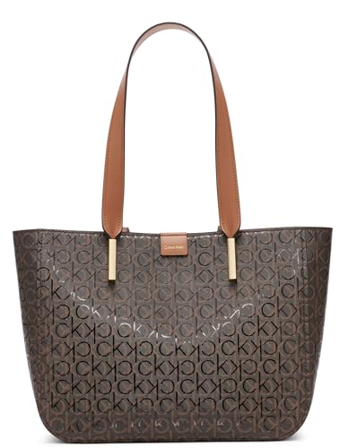 Calvin Klein Bolsa feminina Audrey East/West, marrom/cáqui/caramelo, One Size