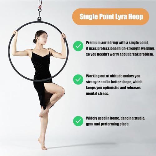 Aerial Lyra Hoop Kit, Aro Aéreo de Hierro Negro 90 cm miniatura 5