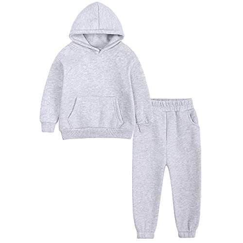 Image of MYGBCPJS Youth 2PCS Jogger Outfits Set Fleece Hooded + Sweatpants Boys Girls Athletic Sweatsuits Pullover Clothes