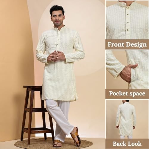 Image of Pro-Ethic Style Developer Mens Indian Traditional Cotton Kurta Sets, Men Kurta Set Indian Wedding Dress (A-117)