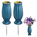 Produktbild Grabvase, 2 Stück Friedhofsvase Mit Erdspieß, Fgrabvasen Friedhof Frostsicher, Steckvase Grab, Kunststoff Grabvasen Mit Metallspikes, Grabvasen Friedhof Zur Aufnahme Von Blumensträußen (Blau)