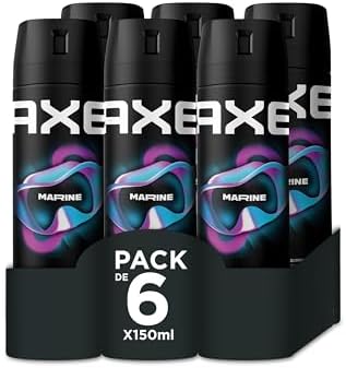 Axe Desodorante para Hombre Bodyspray Marine 150 ml - Pack de 6, ...
