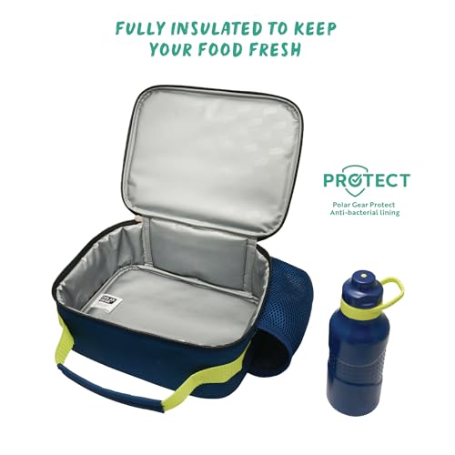 Polar Gear Football Lunch Bag with 400ml Kids Water Bottle - Back to School Supplies - 600D Polyester Insulated Bag Bottle School Combo Set - Football Gifts