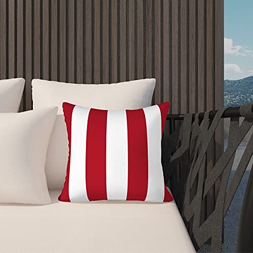 Lvtxiii Outdoor/Indoor Throw Pillows, Decorative Throw Pillows With Inserts, 18”X18” Square Pillows For Bed, Couch, Sofa And Patio Furniture (Set Of 2, Cabana Red) #TOP4