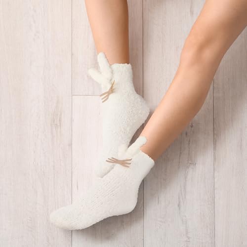 Image of Benefeet Sox Funny Animal Fuzzy Socks for Women Girls - Cute Fluffy Slippers, Cozy Warm Winter Plush Sleeping Socks