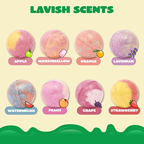 8 Pack Bubble Bath Bombs For Kids With Mochi Squishy, Surprise Toy Inside, Natural Essential Oil Spa Bath Fizzies Set, Kids Safe Christmas Gift For Boys And Girls #TOP2