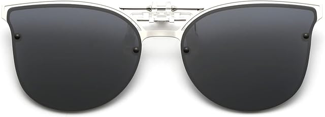 Long Keeper Polarised Clip-on Sunglasses Trendy Cat Eye Clip on Sunglasses Over Prescription Glasses Anti Glare UV400 for Women Men