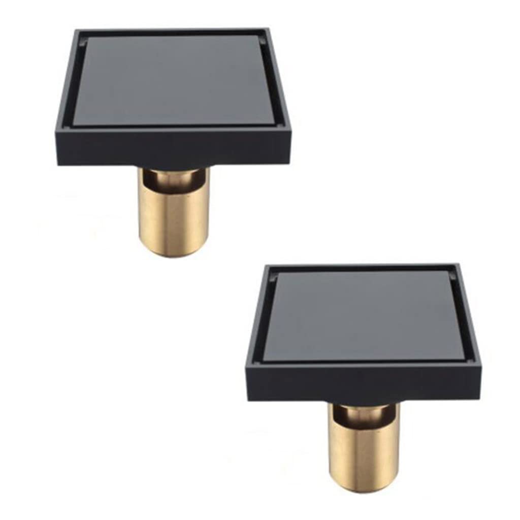 Italiano: Scarichi a Pavimento lineari in Ottone di Colore Nero Opaco da 2 Pezzi Coprivaso da Bagno Filtro da Bagno Scolapiatti(3-Pack)