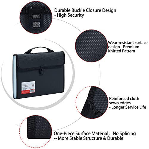 Fanwu Legal Size 13 Pocket Accordian File Organizer Expanding File Folder For Fc A4 Paper, Briefcase File Case With Durable Handle & Buckle Closure For School Home Business (Black) #TOP4