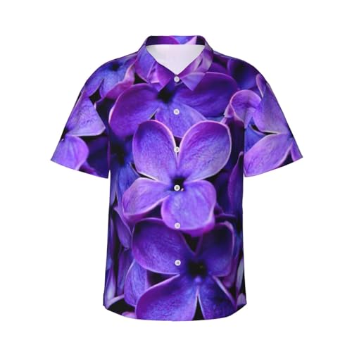 Chemise hawaïenne violette homme EdWal pour plage et short décontracté d'été