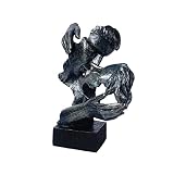 LGYKUMEG Moderne Büste Skulptur,Deko Wohnzimmer,skulptur deko,Abstrakte Kunst Gesichter,Farbe Silber Mit Sockel,Elegante Skulptur Und Wohnzimmer Dekoration,Silber,18.5 * 12 * 27.8cm