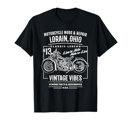 Lorain OH USA Style Vintage Moto Adventure Design T-Shirt