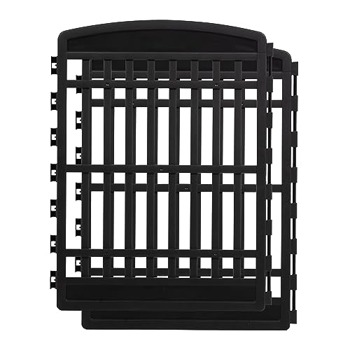 IRIS OHYAMA USA 34'' Pet Playpen 2 Panel Add-On, Small Medium Large Dog Playpen, Heavy-Duty Molded Plastic Rust-Free Non-Skid Rubber Feet Easy Assemble Customizable, Black