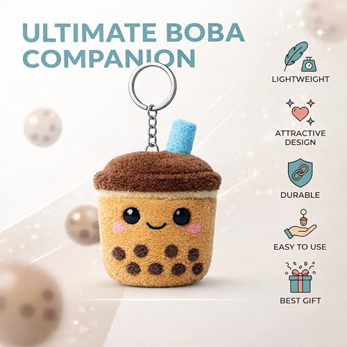 Image of Webby Plush Boba Tea Soft Toy with Keychain for Boys, Girls and Adults - 1 Piece