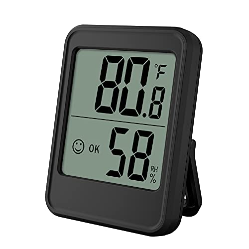 TEMNIO Digital Hygrometer Indoor Thermometer Hygrometer Room Thermometer and Humidity Gauge with Temperature Monitor for Home, Baby Room, Office, Greenhouse, Wall Mount, Black