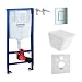 Produktbild GROHE Vorwandelement Solido + Wand Hänge WC Lago Weiß Spülrandlos + WC Sitz mit Absenkautomatik Verchromter Knopf Komplettset Unterputz Spülkasten Toilette Komplett Sett WC