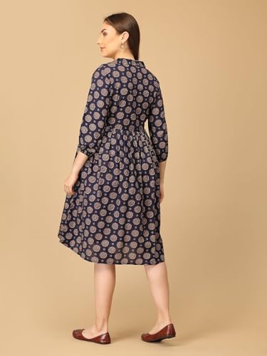 Image of The Mom Store Maternity and Nursing Dress | Pre and Post Pregnancy Dress for Womens | Zipper /Button Opening | Causal Wear | Trendy Stylish Causal Dresses for New Moms