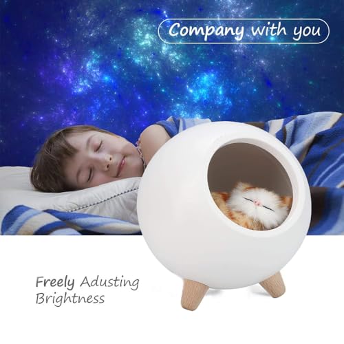 Lámpara de noche gatito blanca con batería recargable miniatura 5
