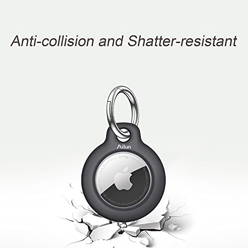 Ailun [2Pack] Hard Pc Cover For Airtag,Shockproof Cover Loop With Keychain Ring Holder Skin Protector Protective Case Tracker Finder Locator Anti-Lost Protector Holder For Airtags,Wear-Resistant Black #TOP4