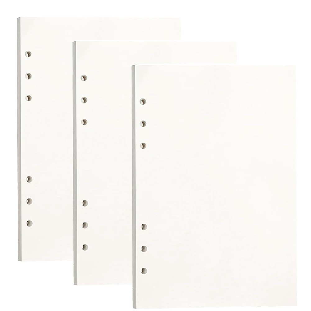 3 Confezioni di Ricarica di Carta A5,6 Fori Ricarica Inserti Di Carta 180 Fogli/360 Pagine,Ricariche di Carta per Raccoglitore Ad Anelli A5,Agende,Planner,Diari (vuoto)
