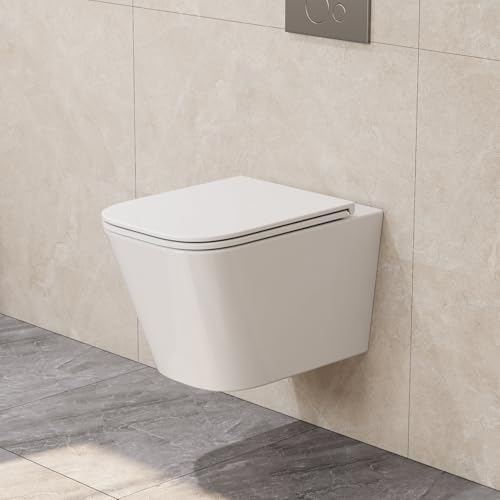 HOROW Wand Hänge Spülrandlos Toilette, 360° Einloch Superspin Spülung, Siphon Technik,...