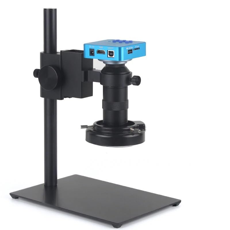 Microscope 48MP 4K 2K HDMI VGA Industrial Digital Video Microscope Camera Monocular 130X Zoom C-Mount Lens for PCB Phone Repair Soldering(13MP HDMI USB)