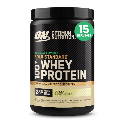 Optimum Nutrition Gold Standard Whey Protein Powder, Vanilla, 1.02 LB | 24g 100% Whey Protein Per Serving, Naturally Flavored, Gluten Free, Easy Mixing, No Artificial Flavors, Colors, or Sweetners - image 1