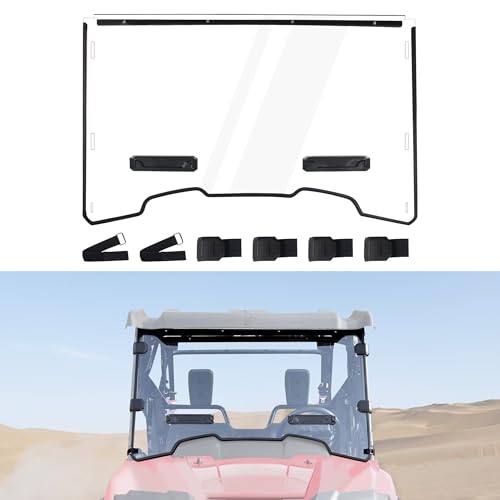 CUSAUTV Front Full Vented Windshield Compatible with 2014-2025 Pioneer 700 2P 4P Accessories Scratch Resistant Clear Hard Coat Poly Front Windscreen Window for Honda Pioneer 700-2 700-4