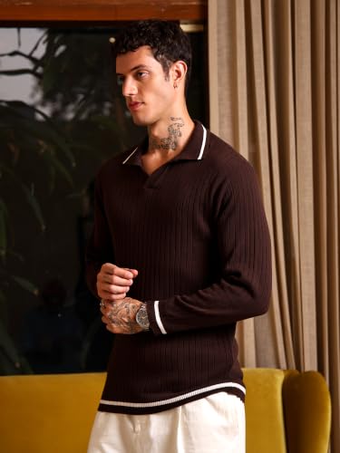 Image of Kvetoo Full Sleeve Winter Wear Woolen Collar Polo Sweater for Men
