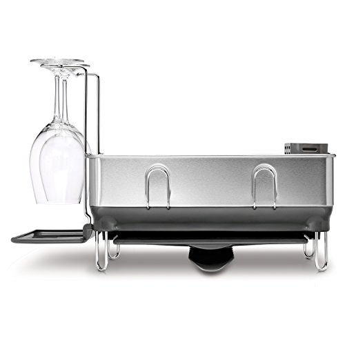 simplehuman Compact Steel Frame Dish Rack, Brushed Stainless Steel, Grey