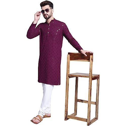 Image of SOJANYA (Since 1958 Timeless Charm: Pure Cotton Sequence Kurta for Special Occasions