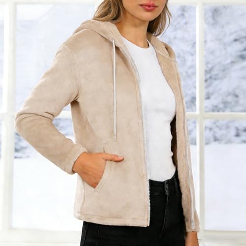 Women Jackets Zip Up Coats Clothes Hooded Clothing with Pockets - image 2