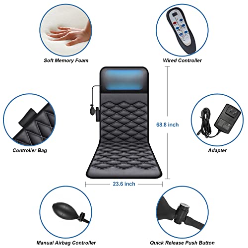 Avsamoq Full Body Massage Mat With Heat, 10 Motors Vibrating Massage Mattress Pad, Back Massager Chair Pad Cushion For Neck Shoulder Lumbar Legs Muscle Relaxation Fatigue Relief #TOP6