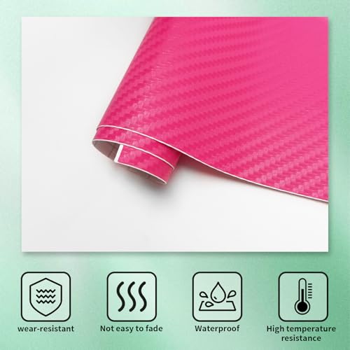 Image of Compatible with Carbon Fiber Vinyl Wrap 11.8 inch x 4 inch Chevy Bowtie Emblem Wrap Kit with Spatula and Cutter 3 Pcs Universal Logo Overlay Pink