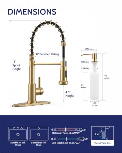 Image of LUFEIDRA Pull-Down Kitchen Faucet with Soap Dispenser, Gold