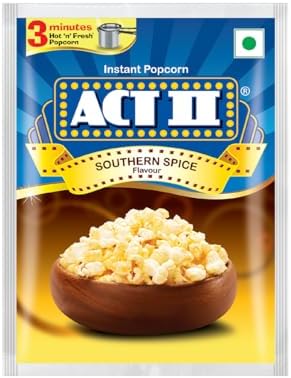 ACT II Southern Spice Instant Popcorn, 70g | Ready to Eat in 3 Min | Hot & Fresh Spicy Southern Flavour | Freshly Popped, Light & Fluffy | Perfect for Movie Nights, Parties & Family Gatherings