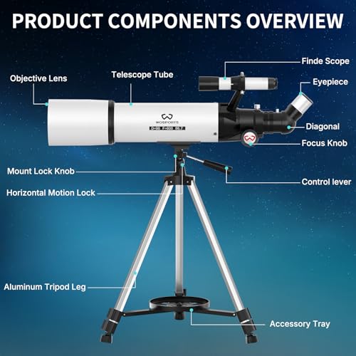 Image of 90mm Telescope for Adults High Powered, Magnification 180X | 600mm Astronomy Portable Professional Refractor Telescope for Beginners, with Adjustable Tripod, Phone Adapter, Carry Bag