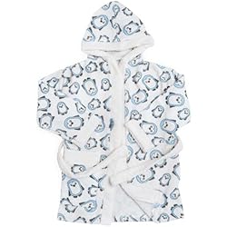 Tinas De Bano Para Bebé Ti TIN | Albornoz Infantil para Niño o Niña con Capucha | Albornoz 100% Algodón de Rizo Toalla | Suave y Absorbente con Diseño de Pingüinos Color Azul Celeste | Talla de 1 año | de 0 a 12 meses