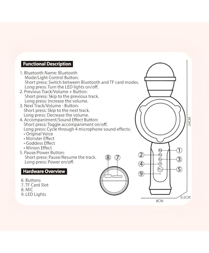 Image of Mini Wireless Karaoke Microphone for Kids | Toy Karaoke Machine with Speaker, Light & Music Effects | Portable Singing Mic for Girls & Toddlers - Pack of 1 (Pink)