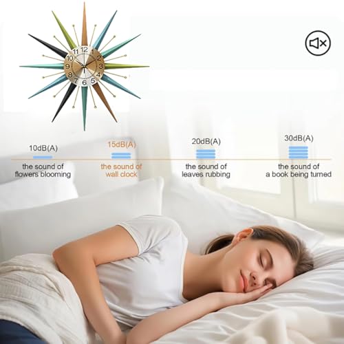 22 Inch Mid-Century Style Metal Crystal Wall Clock, Star-Shaped Silent Decorative Wall Clock, Suitable for Living Room,Bedroom,Dining Room,Porch,Office - Image 5