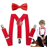 Generic Child's Adjustable Red Suspenders & Bow Tie Set for Boys & Girls, 6 Months to 10 Years - Ideal for Daily Wear, Photoshoots, Special Occasions, Children's General