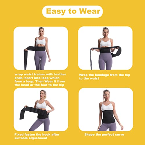 Wrap Waist Trainer For Women - Stomach Wrap For Weight Loss With Loop And 3 Row Of Hooks Design, Workout With Snatch Me Up Bandage Wrap Cooperate Diet Can Lower Belly Fat, Postpartum Repair Cnasoel #TOP5