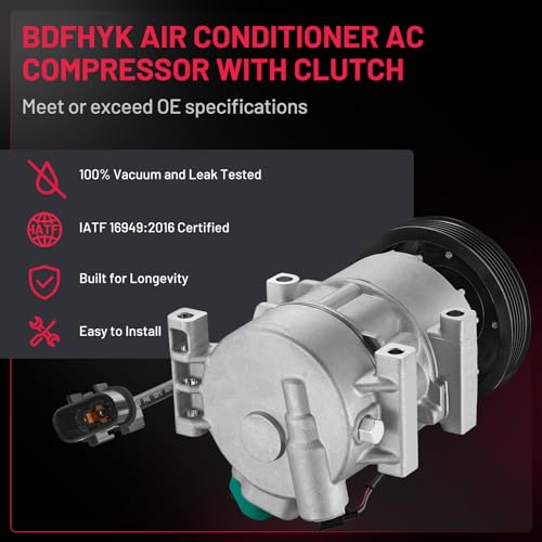 BDFHYK 178324 Air Conditioning A/C Compressor with Clutch Compatible with Hyundai Accent 2012 2013 2014 2015 2016 2017 L4 1.6L, Compatible with Kia Rio 2012-2017 L4 1.6L