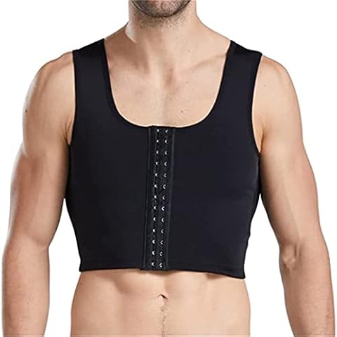 Gynecomastia Compression Shirts, Mens Slimming Chest Shaper Vest, Front Zipper Compression Corrector Chest (black,M) Cover